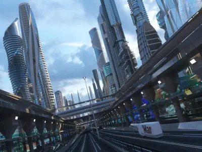  Future City. Day. Main Street 
