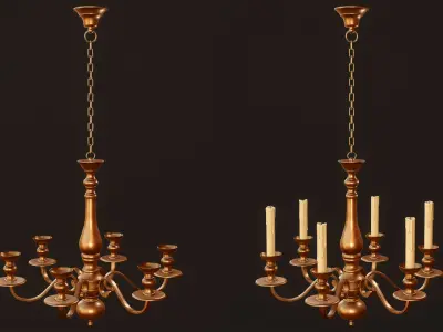 Candlesticks and Chandeliers - PBR Game Ready Low-poly 3D model