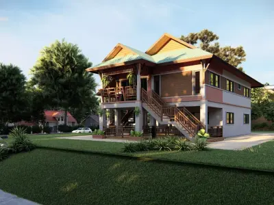 Casa Scene-villa-modern house 3D model 32