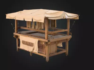 Market Stall Display Low-poly 3D model