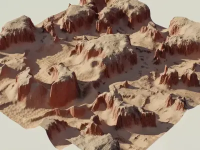 Realistic Sandy Canyon Desert Terrain Environment PBR Ready Low-poly 3D model