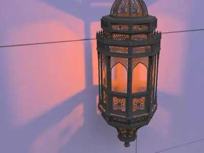 Lantern moroccan hanging on wall 3D model