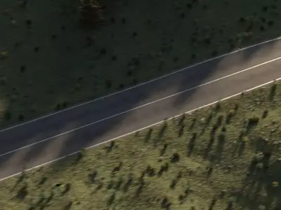 Water road on field uphill 3D model