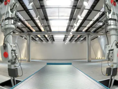 Robotic Factory Production 3d Printer Scene Animated Rigged 3D model