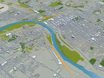 Topeka Kansas USA 30km Low-poly 3D model