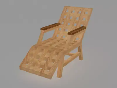 Wooden lounger Low-poly 3D model