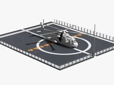  Transport Helicopter on Landing Pad 