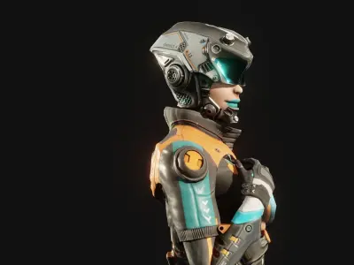 Sci-Fi Pilot - Ashley Low-poly 3D model