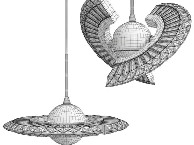 PHOENIX two gold and glass pendant lights Low-poly 3D model