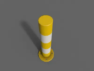PBR Bollard YellowWhite Low-poly 3D model