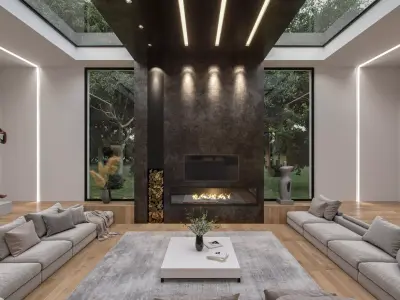 Modern white interior 3D model