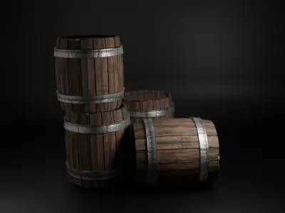 Game-Ready Barrel  PBR Textured Free 3D model