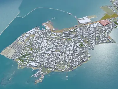 Conakry Guinea 50km Low-poly 3D model