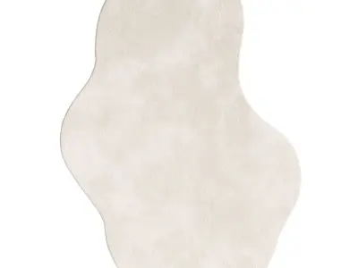 Demelza Neutral Cream Irregular Shape Washable Rug 3D model