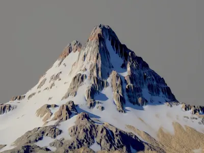 Snow covered mountain Low-poly 3D model