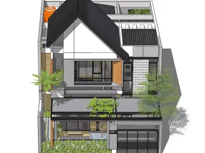 3D Model Japandi Modern Minimalist 2 Story House Architecture 3D model