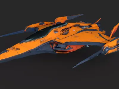 Orange Spacecraft  Low-poly 3D model