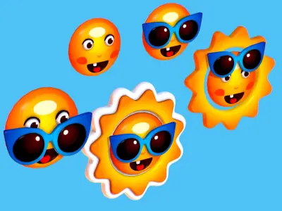 Summer Sun Logotype Sign - Cartoon Subdivision 3D model