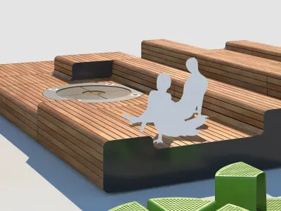 street benches set 3D model 3D model