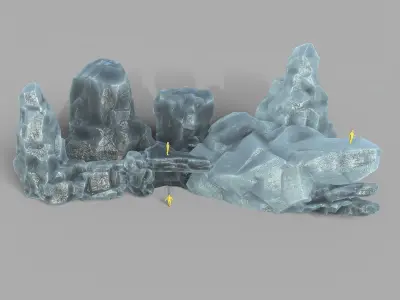 Mountain ice rocks - 3D Models PBR Pack 09 Low-poly 3D model