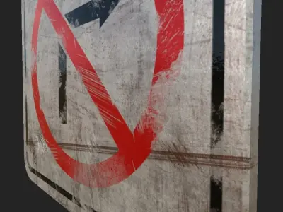 Old Traffic Sign Low-poly 3D model