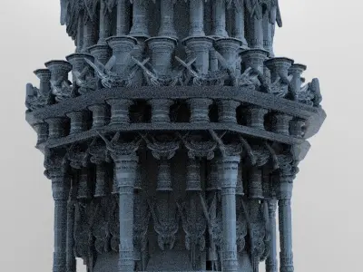 Celtic Gods Tower 3 versions 3D model