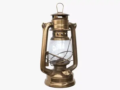 Old kerosene metal  lamp 01 3D model