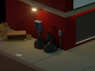 3D Low-poly town street 3D model