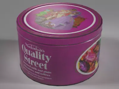 Old Quality Street Chocolate Sweet Tin Low-poly 3D model