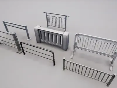 Modular Railing Pack Low-poly 3D model