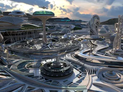 Art Nouveau Future City 3D model