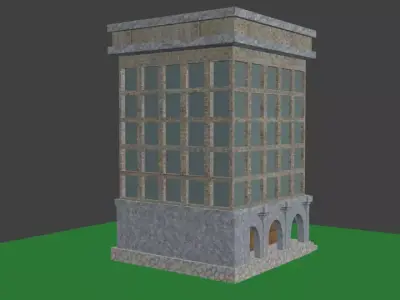 Bilding building in minecraft Low-poly 3D model