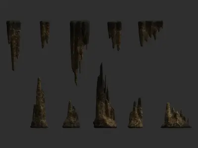 Cave Rock Pack 1 - Webs Low-poly 3D model
