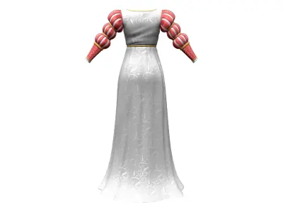 Long Princess Dress Gown With Mamaluke Virago Sleeves Low-poly 3D model