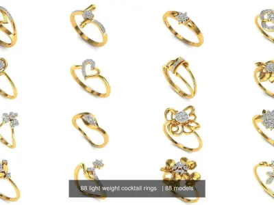 88 light weight cocktail rings   3D Model Pack