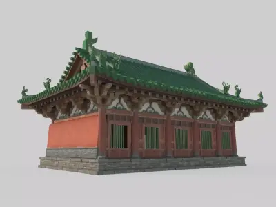 Ancient Asian architectural barracks 3D model