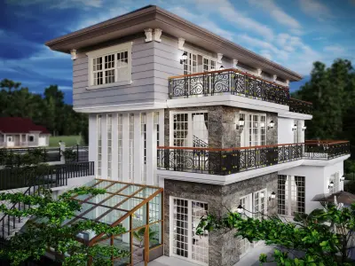 3d villa house model architecture 3D model 3D model