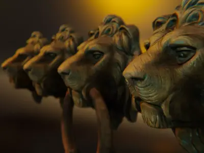 Lion model head door knocker 3D model