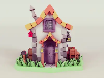 cartoon house 03 Low-poly 3D model