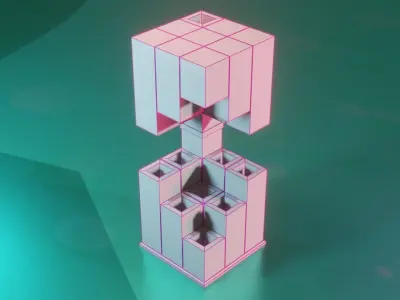 Modular Stylized Cyberpunk Building 2 Low-poly 3D model