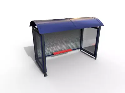 Modern bus stop Low-poly 3D model order