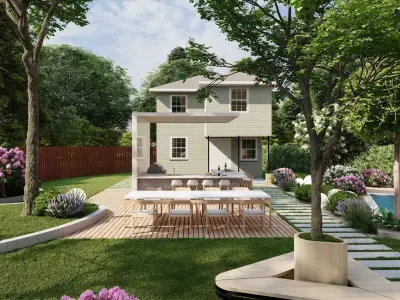 3D Exterior Scene 3D model design garden and landscape 3D 3D model