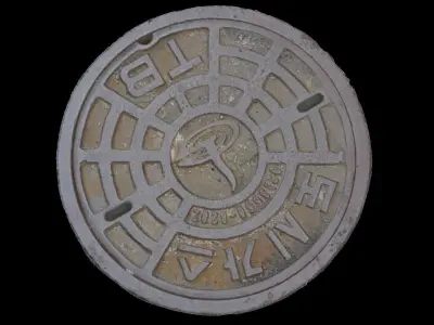 Korean style 7 manhole set 3D model