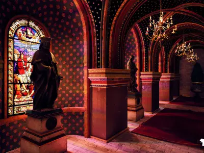 Baroque Cathedral Environment Low-poly 3D model