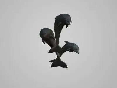 Dolphin statue Low-poly 3D model