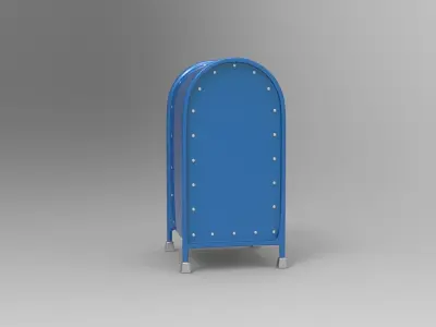 Mailbox metal mail box on wheels Low-poly 3D model