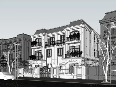 Exterior House Night Scene 3D model