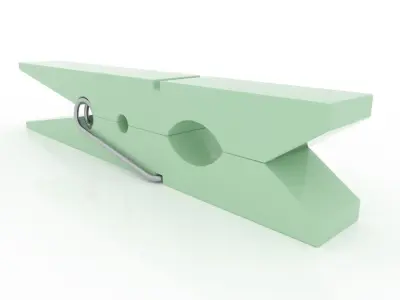 CLOTHES PEG GREEN PLASTIC Low-poly 3D model