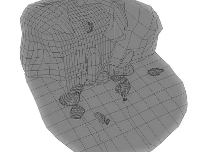 Mossy Waterfall Low-poly 3D model