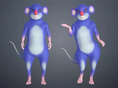 Cartoon Mouse Rigged Animal Character with Facial Control 3D model